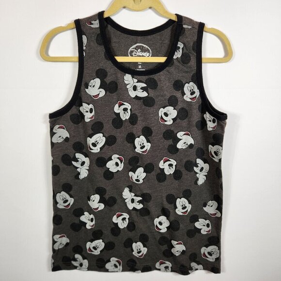 Disney Mickey Mouse Women's Tank Top Shirt Medium Graphics Gray Black - Picture 1 of 6